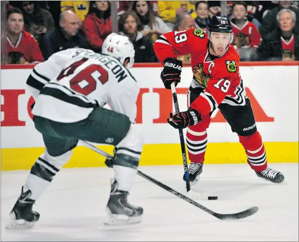  ?? — THE ASSOCIATED PRESS FILES ?? Chicago Blackhawks’ Jonathan Toews has captured the hearts of Canadians for his play on the ice — and his acting.