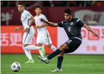  ?? ?? Thrashed…Guam midfielder Devan Mendiola during the 7-0 defeat to China