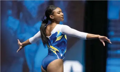  ??  ?? Nia Dennis is known for her eye-catching floor routines. Photograph: Kyusung Gong/AP