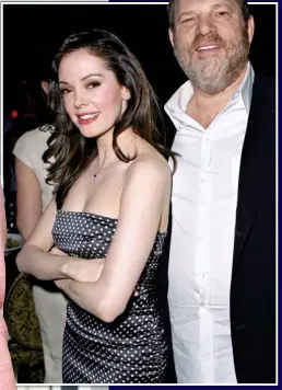  ??  ?? accused: Harvey Weinstein with Scream actress Rose McGowan