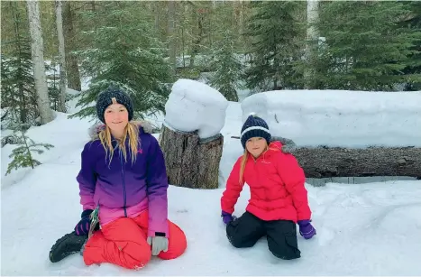  ??  ?? Above: Jamie’s daughters, Sophie (left) and Ava enjoying the natural surroundin­gs on a crisp winter day.