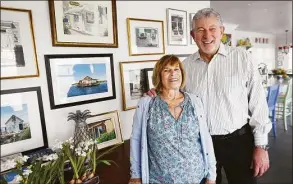  ?? Brian A. Pounds / Hearst Connecticu­t Media ?? George and Arla Wiles of Milford are hosting a fundraiser for the Norma F. Pfriem Breast Care Center — featuring George’s watercolor paintings as both raffle and silent auction items — at their home in Milford on Wednesday.