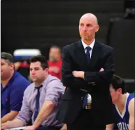  ?? Christian Abraham / Hearst Connecticu­t Media ?? Fairfield Ludlowe boys coach John Dailey during a game against Trumbull in January.