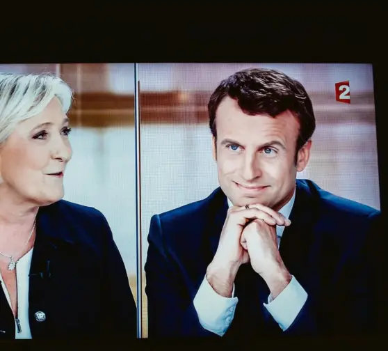  ?? Photo Boby ?? Le 3 mai 2017, lors du débat télévisé entre Marine Le Pen et Emmanuel Macron.
