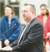  ?? AMY SHORTELL/THE MORNING CALL PHOTOS ?? State Rep. Peter Schweyer, a Democratic candidate in the 134th House District, speaks at a recent event.