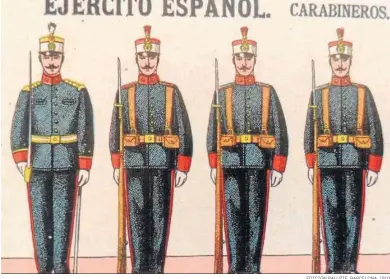  ?? EDICIÓN PALUZIE, BARCELONA, 1910 ?? Lámina del Cuerpo de Carabinero­s con uniforme de gala.