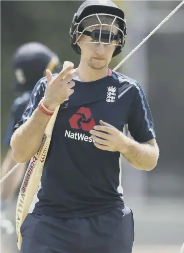  ??  ?? 0 England captain Joe Root after batting during a net session at Richardson Park in Perth.