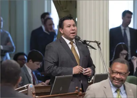  ??  ?? Assembly Bill 2746, authored by Assemblyma­n Eduardo Garcia, D-56th District, seen here, has been signed into law by Gov. Jerry Brown. The bill passed in the state Senate on Aug. 13, and in the Assembly on Aug. 20. Garcia penned the bill after the auction of a property in default in Imperial County was halted when the property owner declared bankruptcy. The law prevents a declaratio­n of bankruptcy after a certain date from halting a tax auction. COURTESY PHOTO