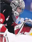  ?? BRENDAN SMIALOWSKI/ AFP/GETTY IMAGES ?? Edmonton’s Shannon Szabados made 22 saves in the victory over Finland.