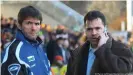  ??  ?? Zum zweiten Mal in Köln: Friedhelm Funkel (l.) mit FC-Manager Andreas Rettig (r.) im Jahr 2003