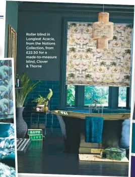  ??  ?? roller blind in Longleat Acacia, from the notions Collection, from £22.50 for a made-to-measure blind, Clover & thorne