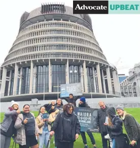  ?? Photo / Supplied ?? The cast and crew of Waiora: Te-U¯ -Kai-Po (The Homeland) promoting the show in Wellington last June.