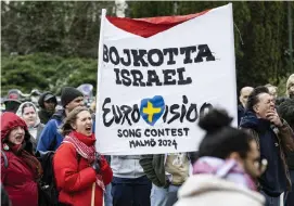 ?? ARKIVBILD: JOHAN NILSSON ?? En tidigare demonstrat­ion mot Israels medverkan i Eurovision song contest, utanför stadshuset i Malmö.