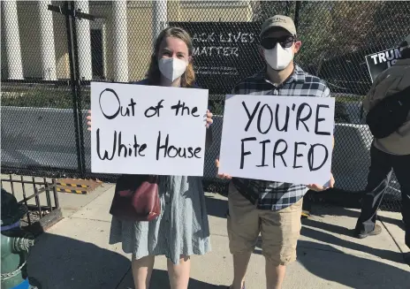  ?? Cody Combs / The National ?? Leah Klock, left, was among the Biden supporters to gather outside the White House in Washington