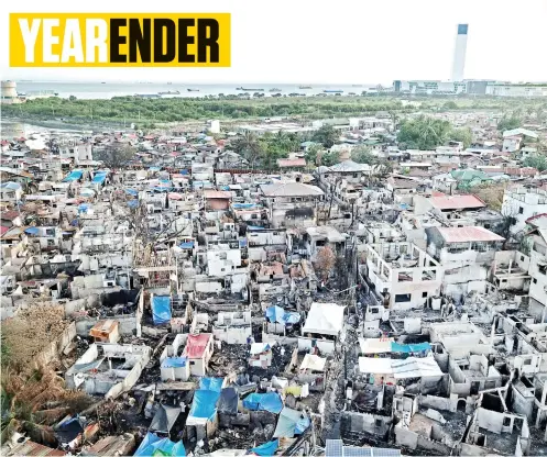  ?? SUNSTAR FOTO / ALLAN CUIZON ?? DISASTER SO COSTLY. An aerial view of the aftermath of the Barangay Duljo-Fatima fire on Christmas dawn. The city’s disaster agency says fire tops the list of disasters that hit the city, year in and year out.