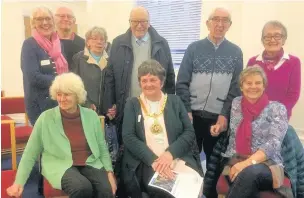  ??  ?? Macclesfie­ld’s Mayor Councillor Beverley Dooley with members of Macclesfie­ld Alzheimer’s society’s Singing for the Brain group