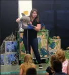  ?? Callie Jones
/ Sterling Journal-advocate ?? Ventriloqu­ist Meghan Casey and children at her "Dive In & Discover Yourself" program Wednesday, July 6, at Sterling Public Library, try to help Lenny the shark get over his case of the hiccups.