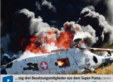  ?? CHO/KEY ?? ... zog drei Besatzungs­mitglieder aus dem Super-Puma. Video: Wie sich Schmidt an den Unfall erinnert – 20min.ch