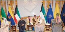  ??  ?? His Highness the Amir Sheikh Sabah Al-Ahmad Al-Jaber Al-Sabah meets with OPEC’s Secretary General Mohammad Barkindo, in the presence of His Highness the Crown Prince Sheikh Nawaf Al-Ahmad Al-Jaber AlSabah and Minister of Oil, Electricit­y and Water...