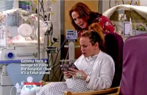  ??  ?? Gemma feels a twinge so visits the hospital – but it’s a false alarm!