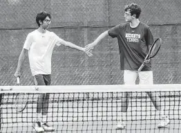  ?? Marvin Pfeiffer / Staff photograph­er ?? Alamo Heights’ boys doubles team of junior Balin Patel, left, and senior Robert Hunt advanced to the Class 5A state semifinals.