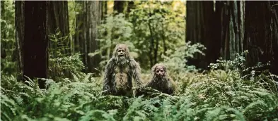  ?? Bleecker Street ?? Jesse Eisenberg and Christophe Zajac-Denek as a juvenile Bigfoot in “Sasquatch Sunset,” shot in Humboldt County’s redwoods.