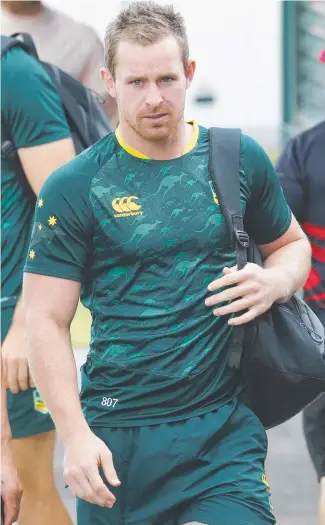  ?? MAROON CONTENDER: Kangaroos player Michael Morgan arrives at a team training session at Langlands Park in Brisbane ahead of their semi- final against Fiji tomorrow night. ??