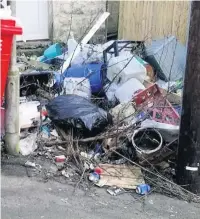  ??  ?? Some of the fly-tipping which has taken place in Haslingden, leading to health concerns