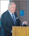  ?? GARY MIDDENDORF/DAILY SOUTHTOWN ?? Former Gov. Pat Quinn speaks at a Tinley Park Veterans Day observance.