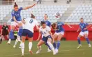  ?? FA/Getty Images ?? Lotte Wubben-Moy’s header gives England an early lead. Photograph: Fran Santiago/The