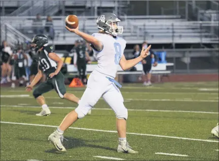  ?? AUSTIN HERTZOG - MEDIANEWS GROUP ?? Daniel Boone quarterbac­k Carter Speyerer leads the Mercury area in passing this fall ahead of a trip to new Berks I rival Berks Catholic.