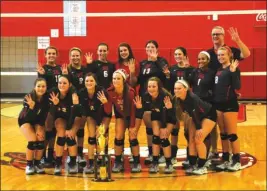  ?? ALEX FARRER / staff ?? The Sonoravill­e Lady Phoenix pose with their Area 6-AAA first-place trophy on Saturday at LFO. It was their fourth straight area title.