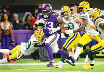  ?? ADAM BETTCHER/GETTY IMAGES ?? Running back Dalvin Cook says the Vikings are tuning out talk of the Patriots’ prowess entering Sunday.