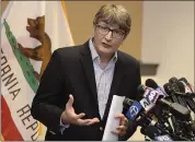  ?? JOEL ROSENBAUM — THE REPORTER ?? Dr. Henry Walke from the Centers for Disease Control and Prevention briefs members of the media Wednesday at the Solano County Events Center in Fairfield about the ongoing evacuation and quarantini­ng of persons from Hubei province, China.