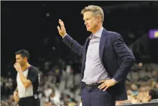  ?? Eric Gay / Associated Press ?? Warriors coach Steve Kerr, ever respectful toward a franchise he played for, was guarded in his remarks about the Spurs.