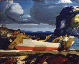  ??  ?? George Wesley Bellows (1882-1925), The Big Dory, 1913. Oil on wood panel, 17¾ x 21¾ in. New Britain Museum of American Art. Harriet Russell Stanley Fund, 1944.21.