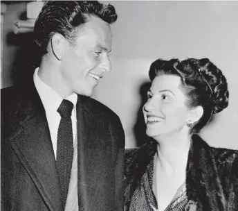  ?? AP FILES ?? Frank Sinatra and his then-wife Nancy leave a Hollywood nightclub in 1946.