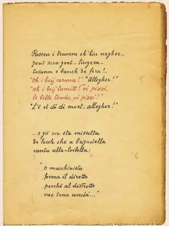  ?? ?? Delio Tessa. «L’è el dì di mort - Allegher! Caporetto», 1917, pagina 7 del manoscritt­o autografo
MILANO - ARCHIVIO ELISABETTA KELLER