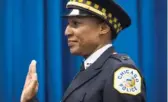  ?? SUN-TIMES FILE ?? Newly promoted 15th District Cmdr. Patrina Wines is sworn in last July at CPD headquarte­rs.