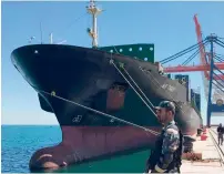  ?? MS Tiger. ?? A Pakistan Navy marine stands guard near