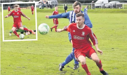  ?? Picture: ALED JONES ?? Glantraeth’s Andy Barker (main, red). Inset: Corrig McGonigle
