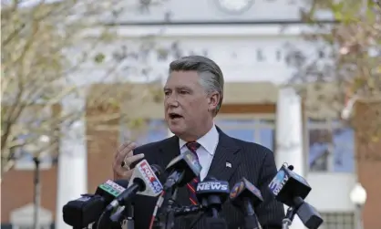  ??  ?? The Republican congressio­nal candidate Mark Harris speaks to the media during a news conference in Matthews, North Carolina. He insists the board of elections should certify his 905-vote victory. Photograph: Chuck Burton/AP