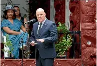  ?? GETTY IMAGES ?? Christophe­r Luxon speaks at Waitangi last week.