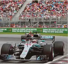  ?? AFP PIC ?? Lewis Hamilton in action during the Canadian Grand Prix at Circuit Gilles Villeneuve on Sunday in Montreal.