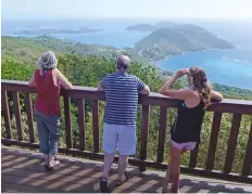  ??  ?? Mandy, Mick and Fran enjoy the view across Virgin Gorda