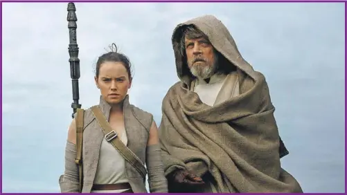  ??  ?? Daisy Ridley (como Rey) y Mark Hamill (Luke Skywalker) en imagen promociona­l del filme “Star Wars: The Last Jedi”