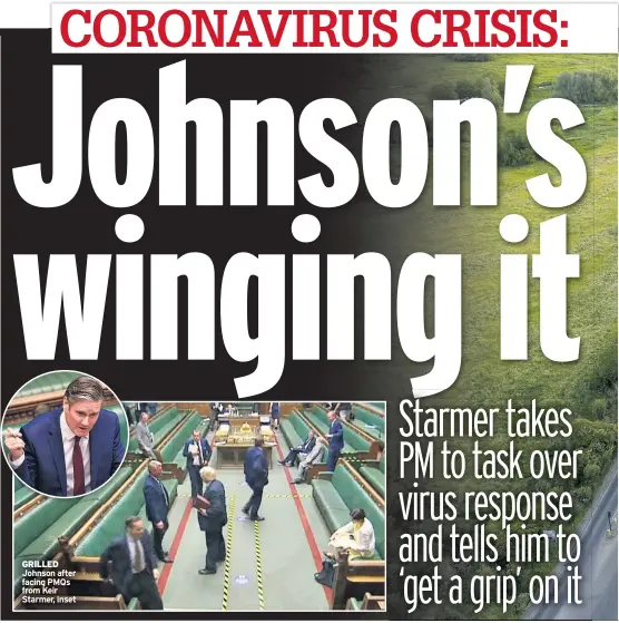  ??  ?? GRILLED Johnson after facing PMQS from Keir Starmer, inset