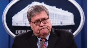  ?? (AP/Michael Reynolds) ?? Attorney General William Barr said during his news conference Monday that while he was “sure there was fraud in this election,” he had not seen evidence to indicate it was so “systemic or broad-based” that it would change the outcome.