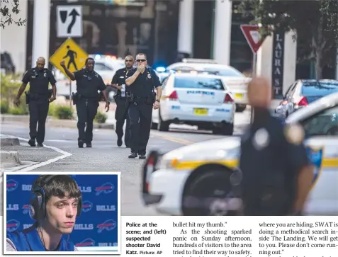 ?? Picture: AP ?? Police at the scene; and (left) suspected shooter David Katz.