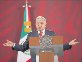  ?? ?? El presidente Andrés Manuel López Obrador, en reciente conferenci­a de prensa desde Palacio Nacional